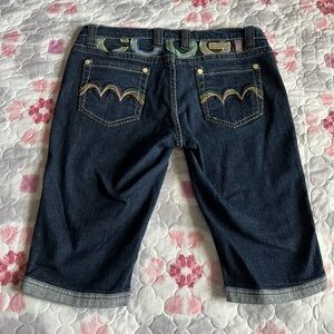 COOGI Women’s Bermuda Shorts Colorful Embroidered Details Dark Denim 11/12 Y2K